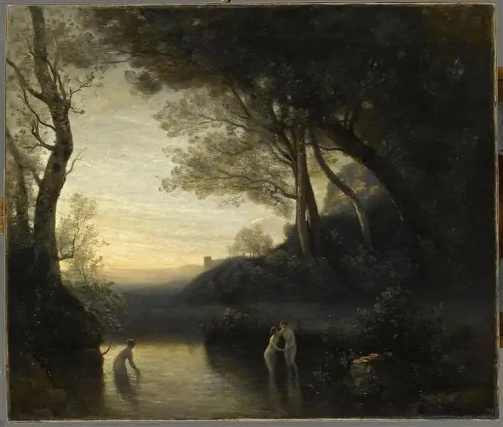 The Bathers of Bellinzone. Evening Effect - Jean-Baptiste Camille Corot