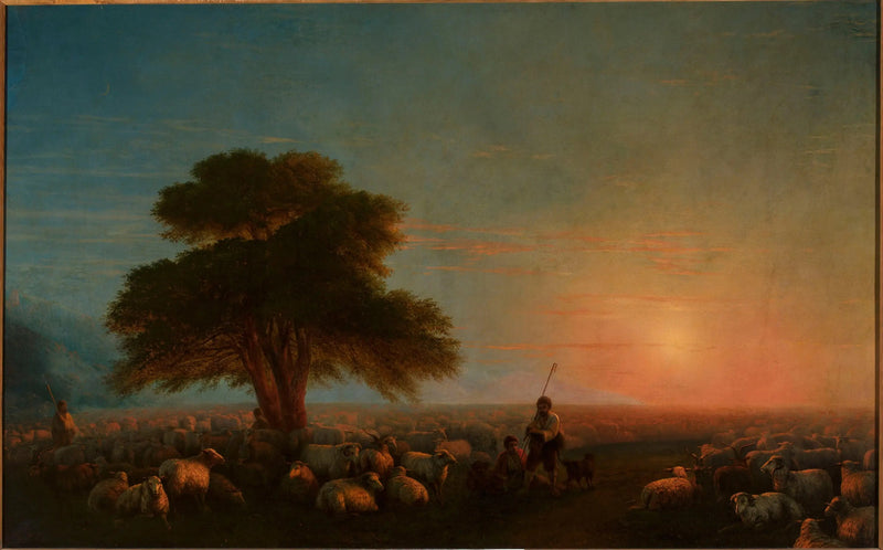 The shepherds with a flock of sheep. - Ivan Aïvazovski
