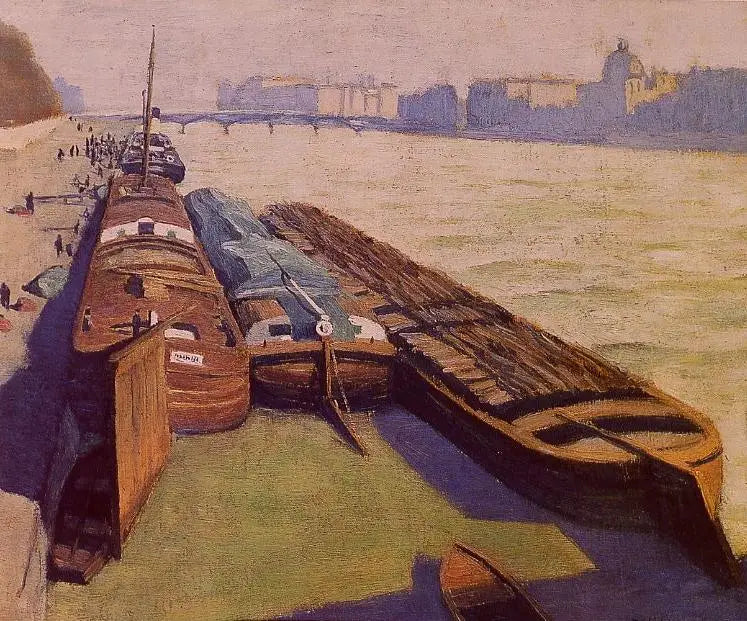 The barges, Seine riverbank - Félix Vallotton
