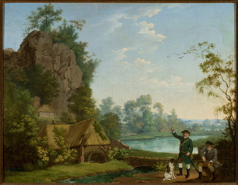 The hunters near the mill, with a view of Creswell Crags - George Stubbs