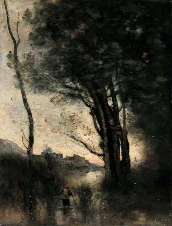 The herdsmen crossing a river at a ford. Souvenir d'Italie - Jean-Baptiste Camille Corot