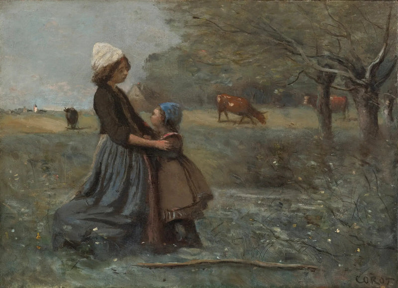 The Two Sisters in the Prairie - Jean-Baptiste Camille Corot