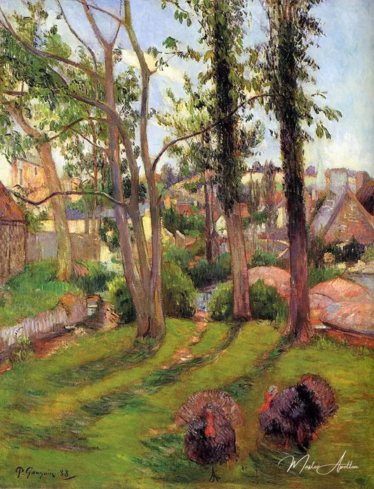 Les dindes (Paysage de Pont Aven) - Paul Gauguin - Reproductions de tableaux et peintures haut de gamme