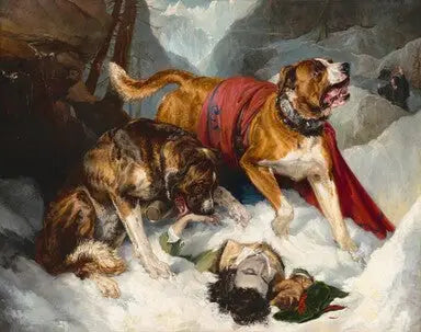 The Alpine Mastiffs revive a traveler in distress - Edwin Henry Landseer