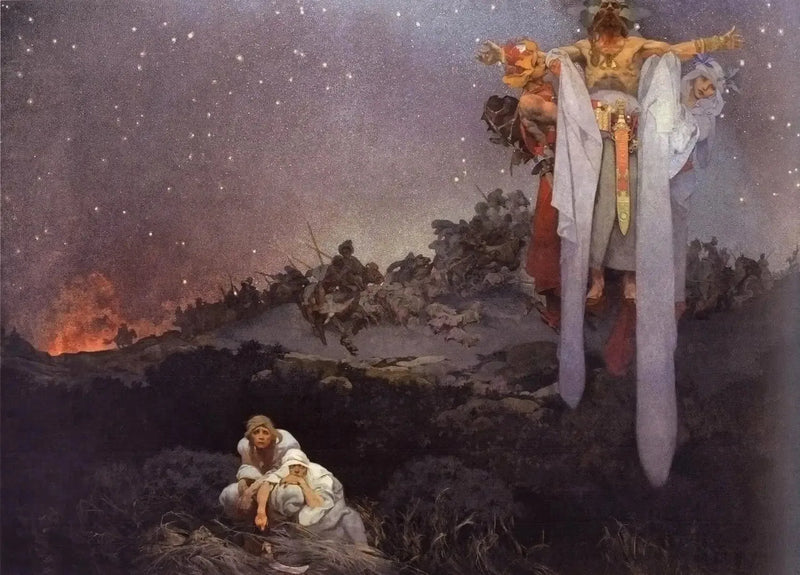 The Slaves in their Prehistoric Site - Alphonse Mucha