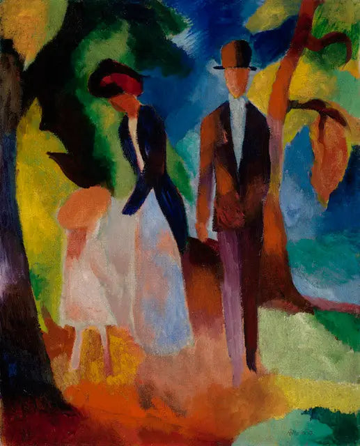 People by a Blue Lake - August Macke