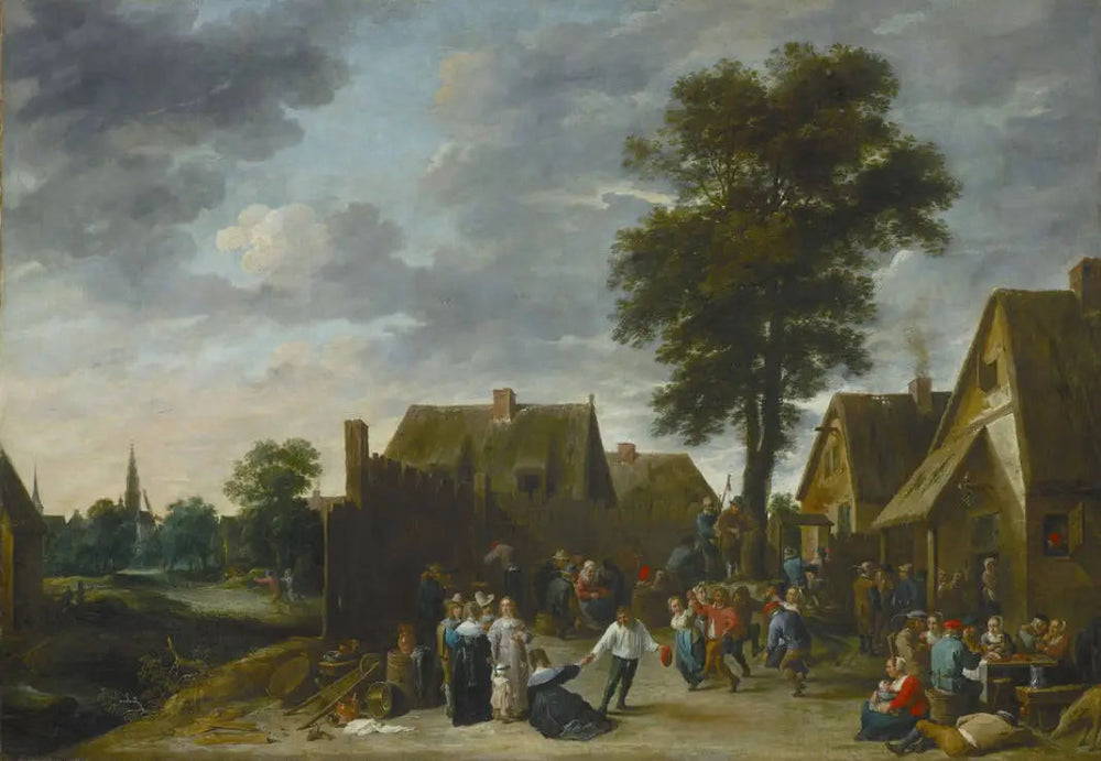 Les Kermis à l'Auberge de la Demi-Lune - David Teniers le Jeune image 1 copie peinte à la main à l’huile