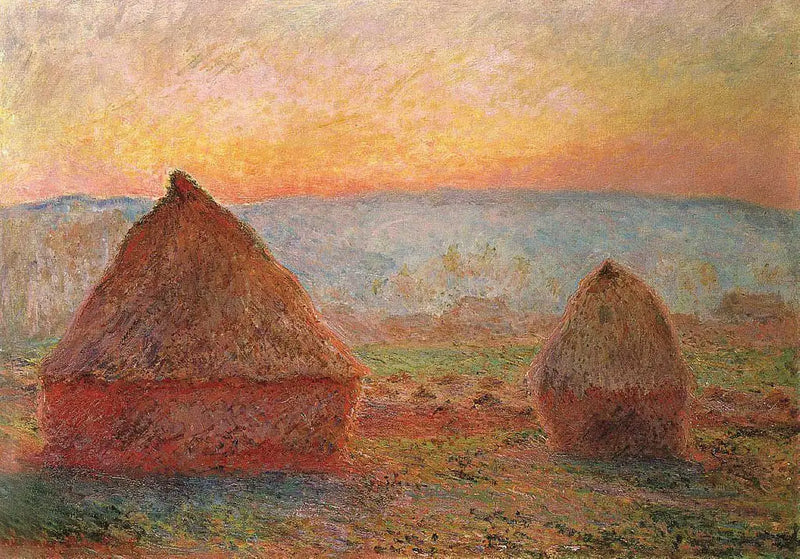 The Haystacks at Giverny, Setting Sun - Claude Monet