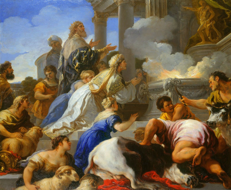 The parents of Psyche offer a sacrifice to Apollo - Luca Giordano