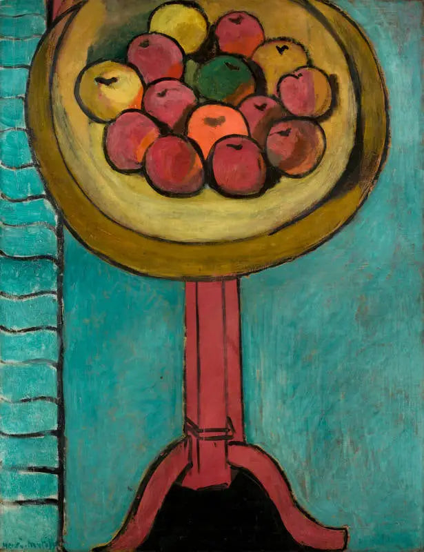 The Apples on the Table, on a Green Background - Henri Matisse