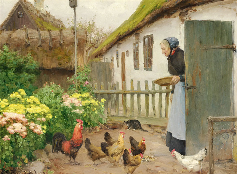 The hens are fed. - H. A. Brendekilde