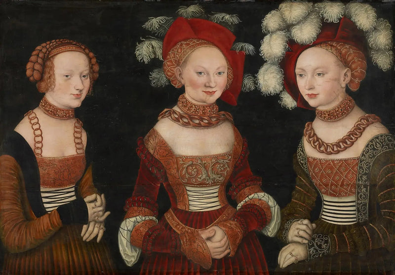The Princesses Sibylle (1515-1592), Émilie (1516-1591) and Sidonie (1518-1575) of Saxony - Lucas Cranach the Elder