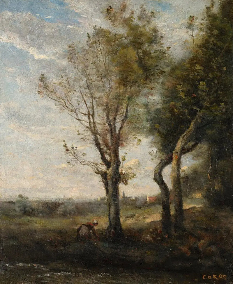The Four Trees on the Edge of the Plain - Jean-Baptiste Camille Corot