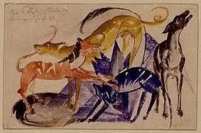 The Four Companion Dogs of Prince Jusuff - Franz Marc