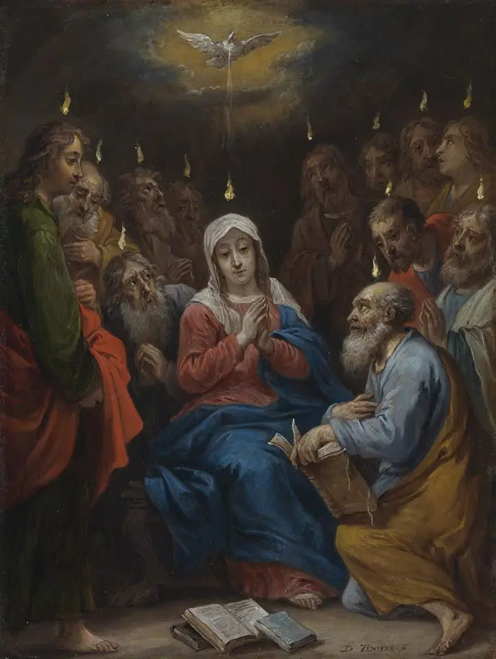 The Fifteen Secrets of the Rosary: Pentecost, the Holy Spirit Descends on Mary and the Apostles - David Teniers the Younger