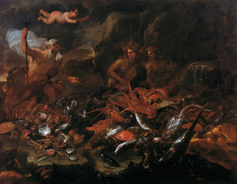The riches of the sea with Neptune, tritons, and two nereids - Luca Giordano