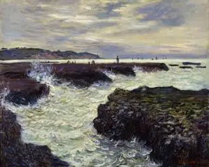 The Rocks at Pourville, low tide. - Claude Monet