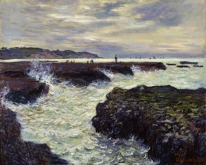 Reproduction du tableau « Les Rochers à Pourville, marée basse. - Claude Monet » par Alpha Reproduction en peinture à l’huile