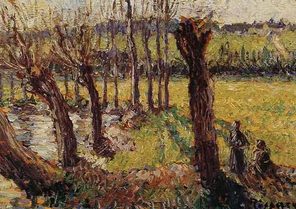 The Willows in Winter, Eragny - Camille Pissarro