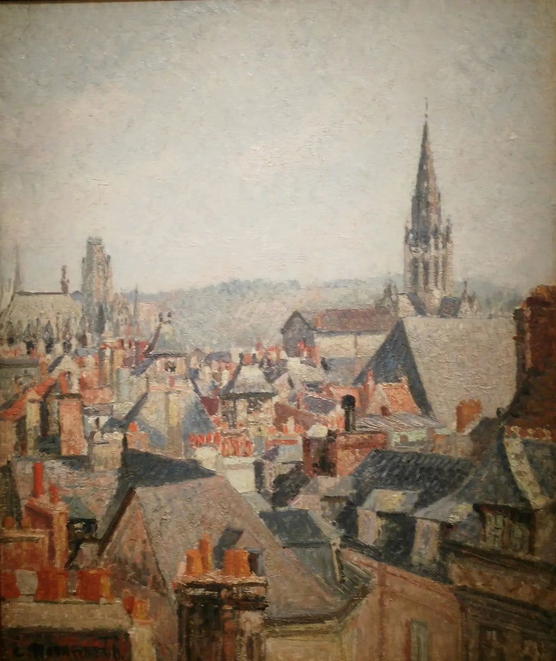 The Rooftops of Old Rouen, Sun - Camille Pissarro
