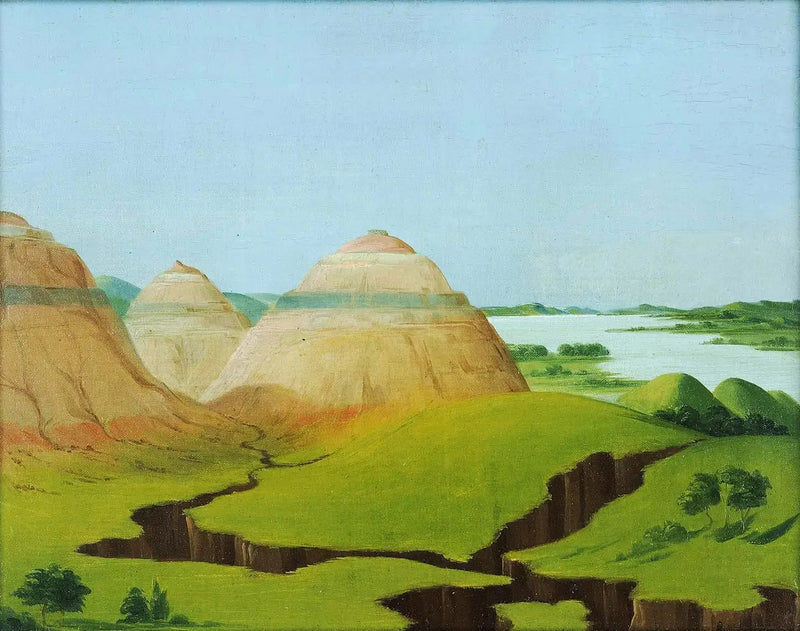 Les Trois Dômes, Clay Bluffs at 15 miles above the village of Mandan - George Catlin