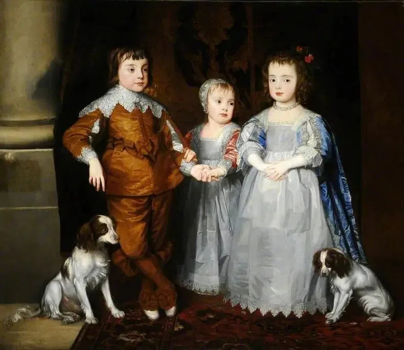 The three youngest children of Charles I (Charles, James, and Mary) with their dogs - Antoine van Dyck