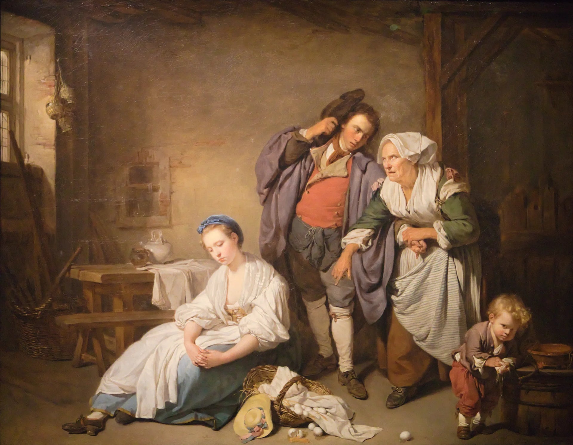 Les Œufs cassés - Jean-Baptiste Greuze image 1 copie de tableau peinte à la main