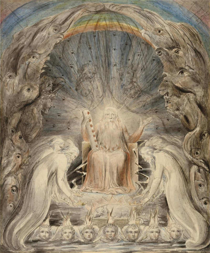 The twenty-four elders laying down their crowns before the divine throne - William Blake