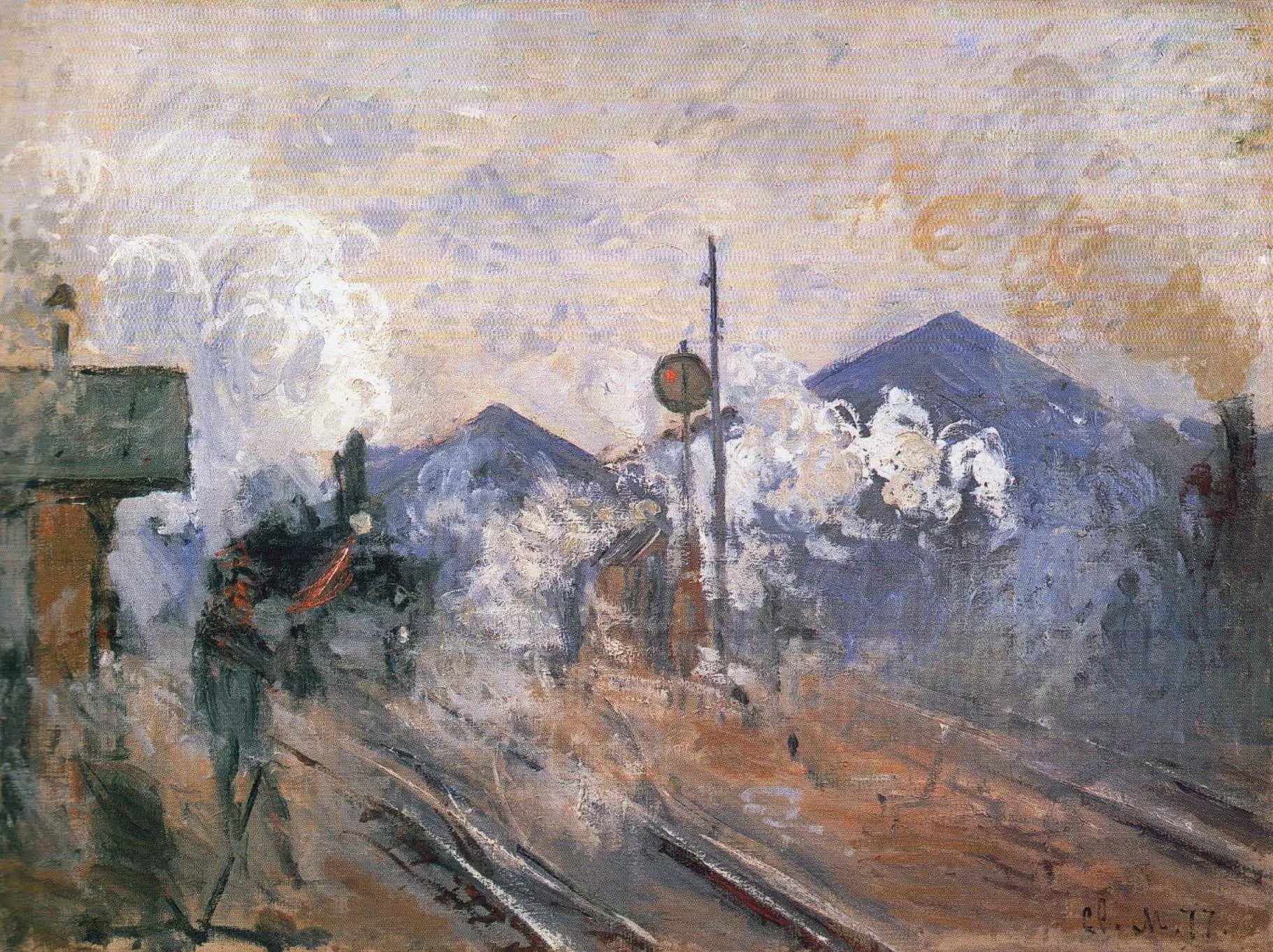 Les Voies à la sortie de la gare Saint-Lazare - Claude Monet image 1 tableau peint à l’huile sur toile