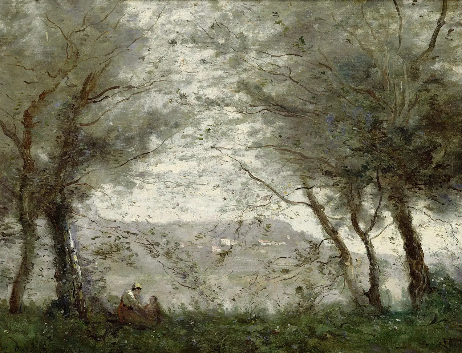 L’Étang de Ville-d’Avray vu à travers les feuillages - Jean-Baptiste Camille Corot - Alpha Reproduction