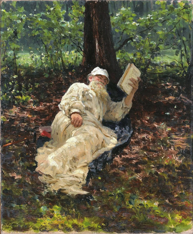 Lev Nikolaïevitch Tolstoï rests in the forest. - Ilya Repin