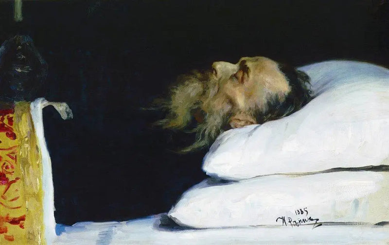 The historian Nikolaï Ivanovitch Kostomarov in his coffin. - Ilya Repin