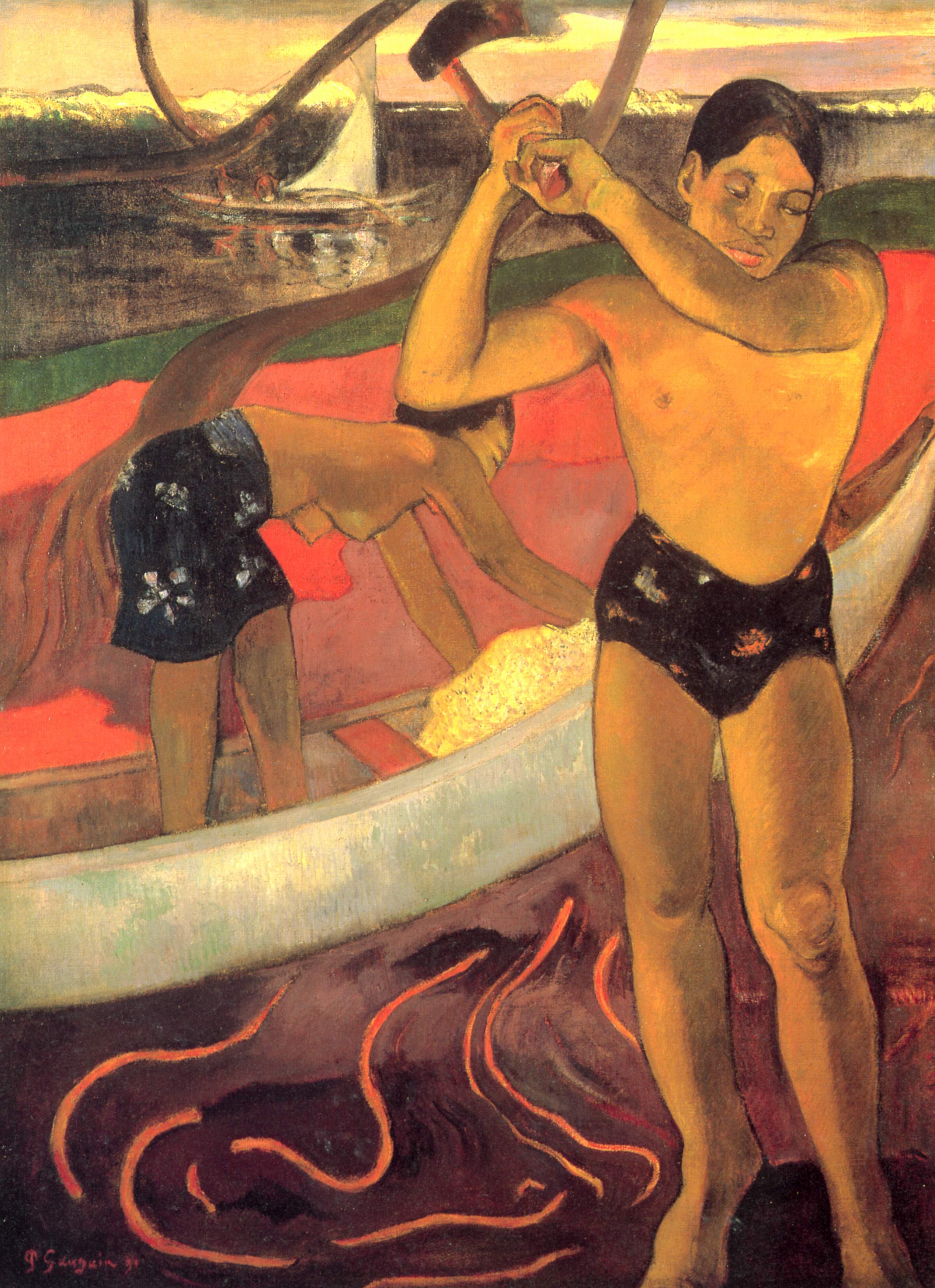Reproduction du tableau « L'Homme à la hache - Paul Gauguin » par Alpha Reproduction en peinture à l’huile