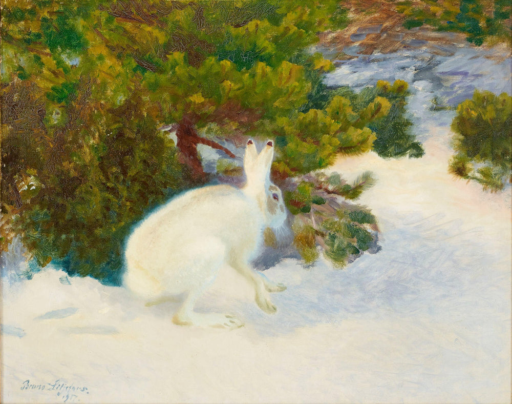 Lièvre d'hiver - Bruno Liljefors image 1 tableau peint à l’huile sur toile