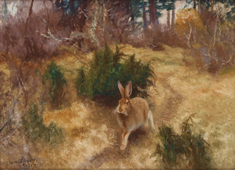 Hare in an Autumn Landscape - Bruno Liljefors