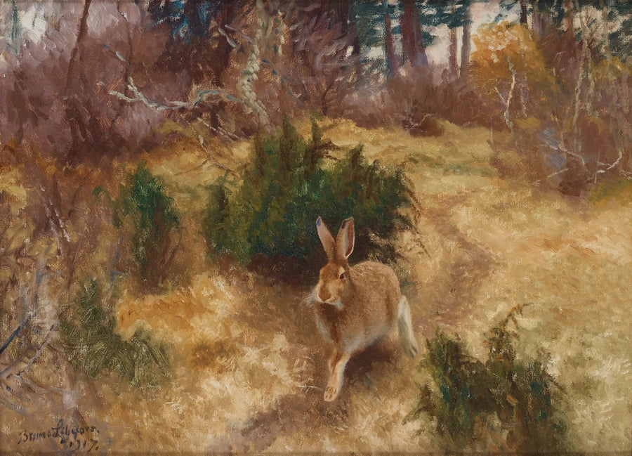 Hare in an Autumn Landscape - Bruno Liljefors