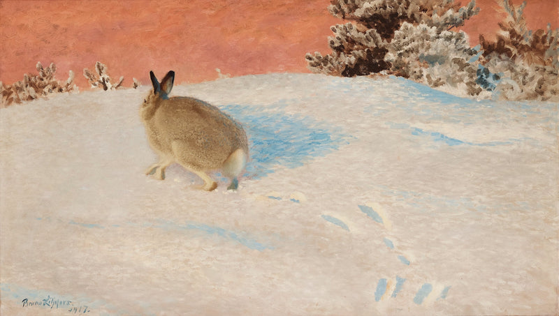 Hare in a Winter Landscape - Bruno Liljefors
