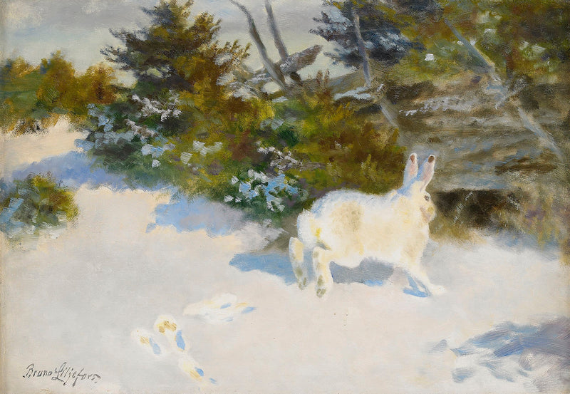 Hare in a winter landscape - Bruno Liljefors