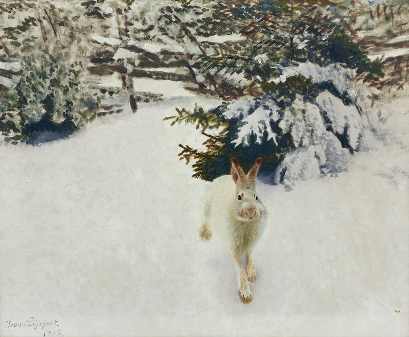Hare in a winter landscape - Bruno Liljefors