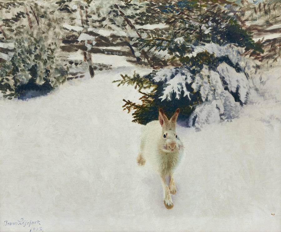 Hare in a winter landscape - Bruno Liljefors