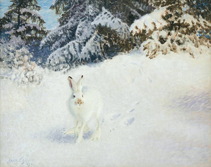 Hare in a winter landscape - Bruno Liljefors