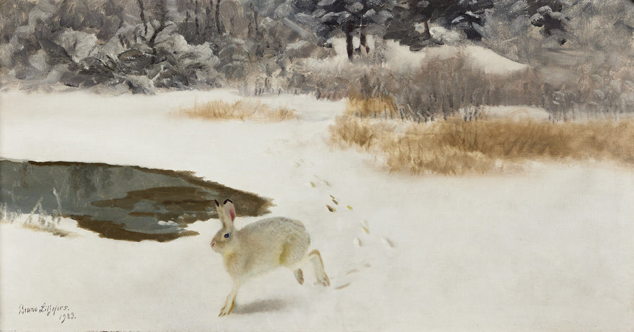 Hare in a winter landscape - Bruno Liljefors