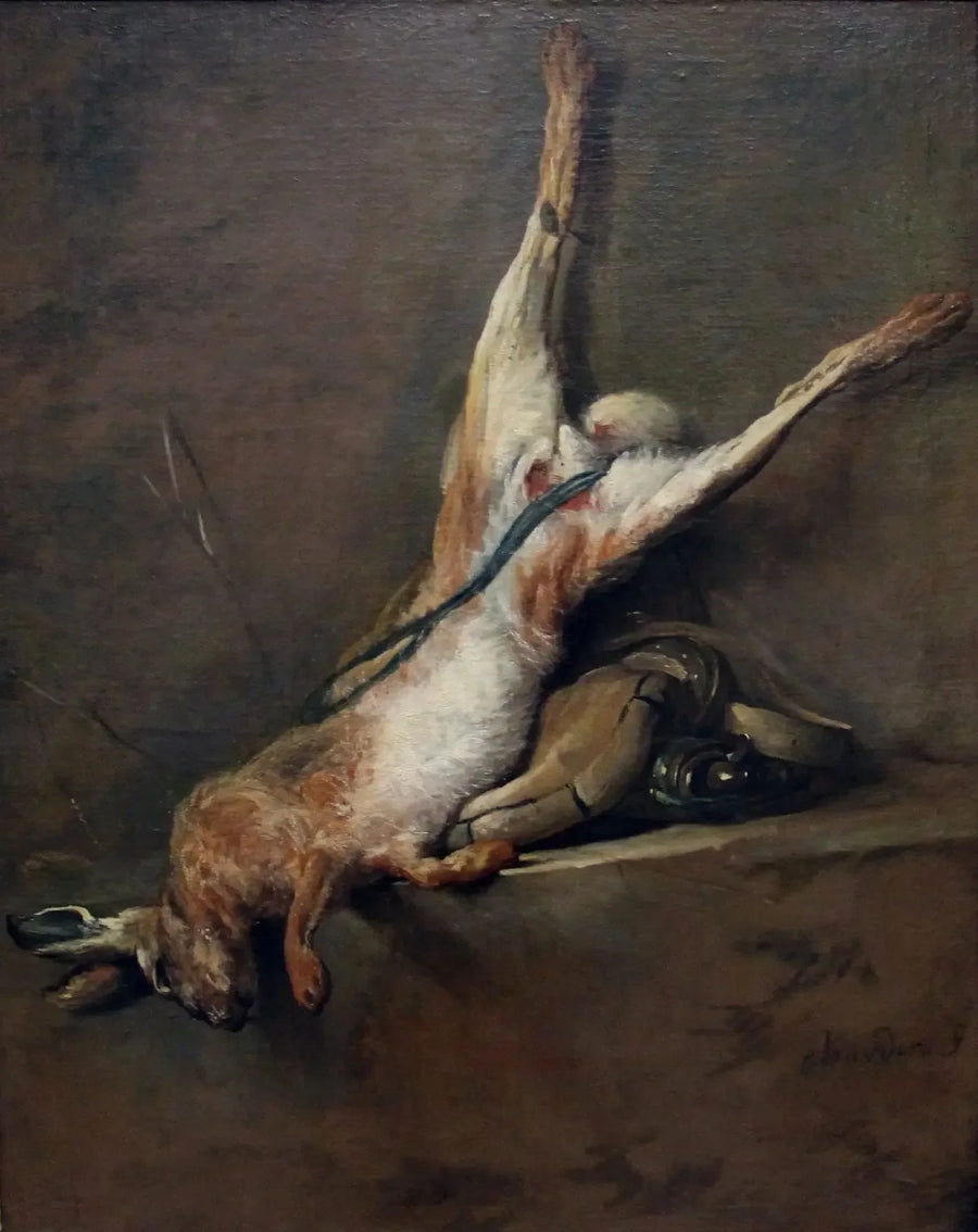 Dead hare with powder puff and game bag - Jean Siméon Chardin