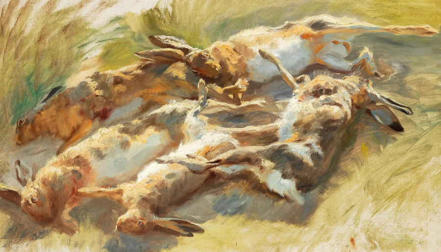 Lièvres abattus. - Peder Severin Krøyer