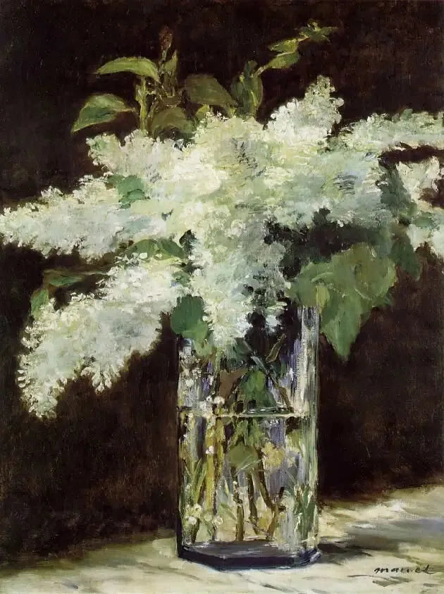 White Lilacs in a Glass Vase - Édouard Manet