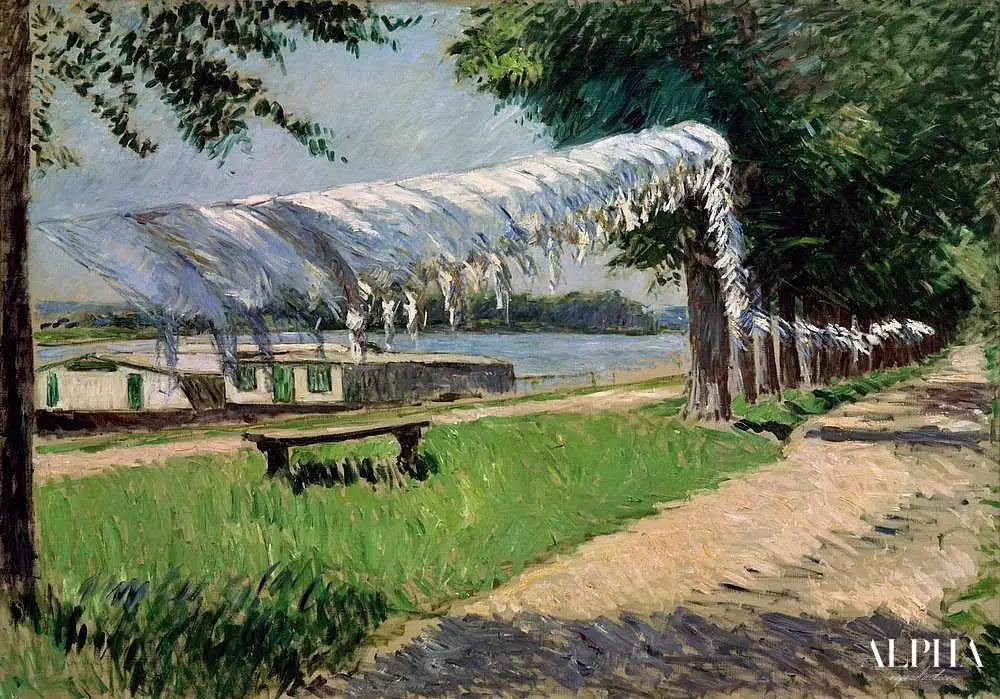 Linge séchant au bord de la Seine, Petit Gennevilliers - Caillebotte - Reproductions de tableaux et peintures haut de gamme