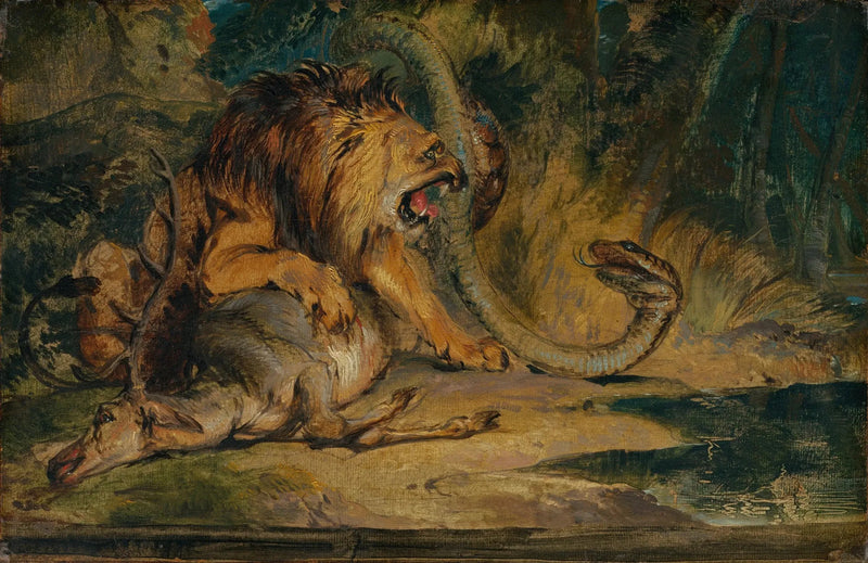 Lion defending its prey - Edwin Henry Landseer
