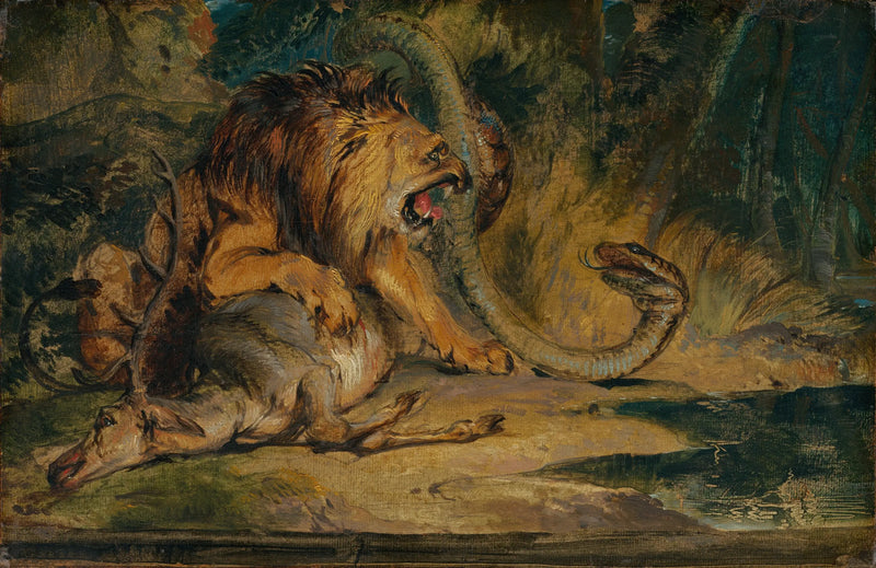 Lion defending its prey - Edwin Henry Landseer