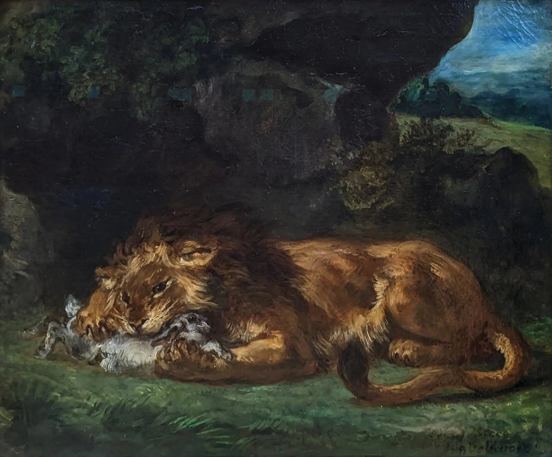 Lion Devouring a Rabbit - Eugène Delacroix
