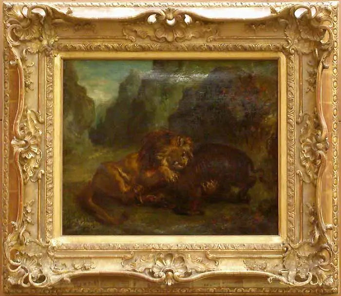 Lion and Boar - Eugène Delacroix